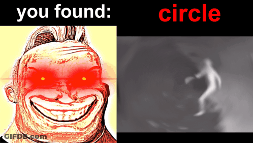 A Picture Of A Man With Red Eyes And The Words You Found Circle On The Bottom GIF
