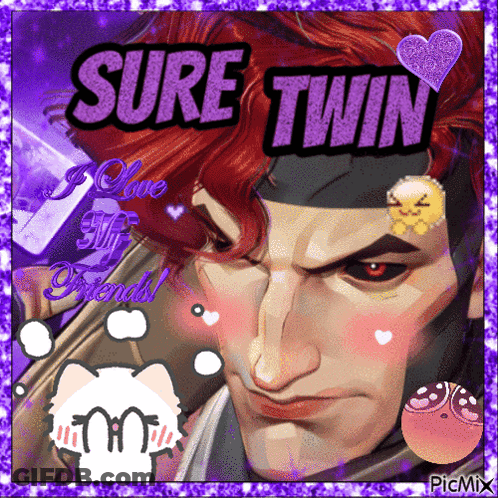 A Picture Of A Man With Red Hair And The Words Sure Twin Above Him GIF