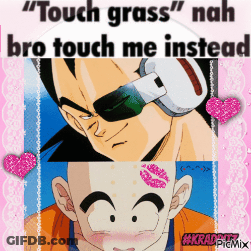 A Picture Of A Man With Sunglasses And The Words " Touch Grass " GIF