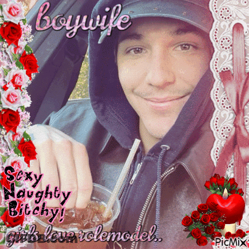 A Picture Of A Man With The Caption Boywife Sexy Naughty Bitch GIF