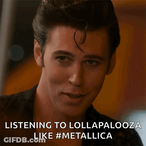 A Picture Of A Man With The Caption Listening To Lollapalooza Like #Metallica GIF