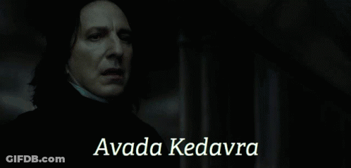 A Picture Of A Man With The Name Avada Kedavra Written On It GIF