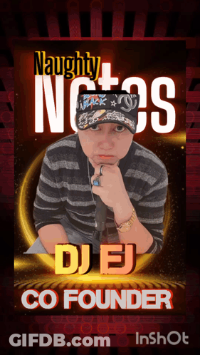 A Picture Of A Man With The Name Dj Ej Co Founder On It GIF
