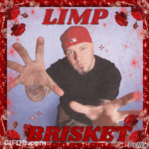 A Picture Of A Man With The Name Limp Brisket GIF