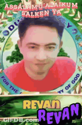A Picture Of A Man With The Name Revan On The Bottom GIF