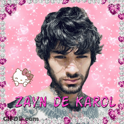 A Picture Of A Man With The Name Zayn De Karol Written On It GIF