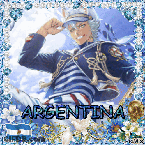 A Picture Of A Man With The Word Argentina In The Corner GIF