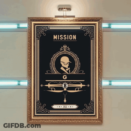 A Picture Of A Man With The Word Mission Written On It GIF