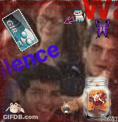 A Picture Of A Man With The Word Silence Written On The Bottom GIF