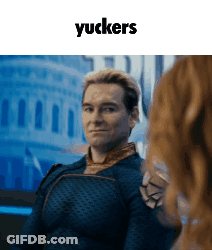 A Picture Of A Man With The Word Yuckers On The Top GIF