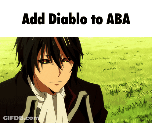 A Picture Of A Man With The Words Add Diablo To Aba On The Bottom GIF