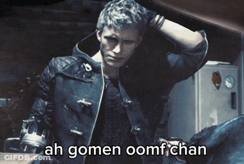 A Picture Of A Man With The Words Ah Gomen Oomf Chan On The Bottom GIF