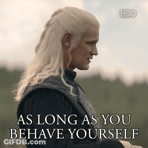 A Picture Of A Man With The Words As Long As You Behave Yourself On It GIF
