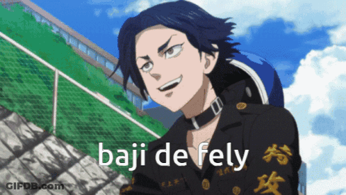 A Picture Of A Man With The Words Baju De Fely Written On It GIF