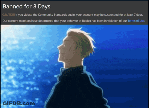 A Picture Of A Man With The Words Banned For 3 Days On The Bottom GIF