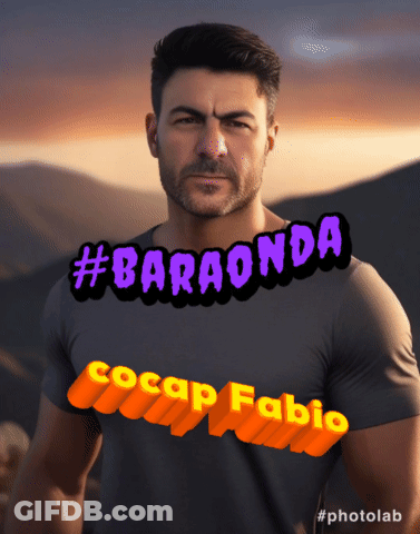 A Picture Of A Man With The Words #Baraonda Written On It GIF