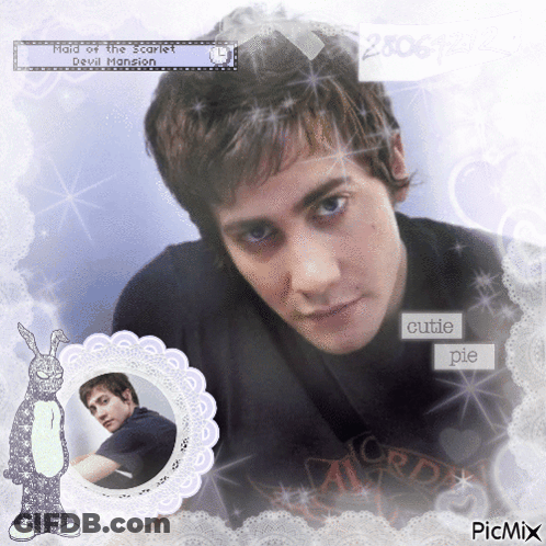A Picture Of A Man With The Words Cutie Pie Written On The Bottom GIF