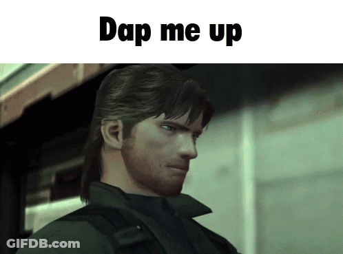 A Picture Of A Man With The Words " Dap Me Up " On The Top GIF