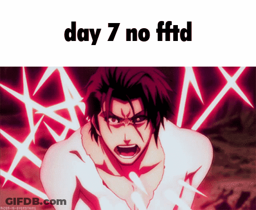 A Picture Of A Man With The Words " Day 7 No Fftd " Above Him GIF