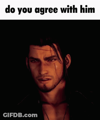 A Picture Of A Man With The Words " Do You Agree With Him " Above Him GIF