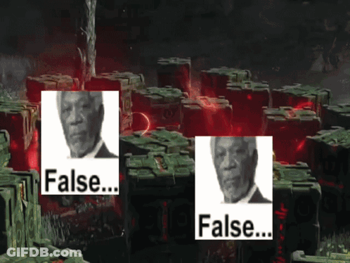 A Picture Of A Man With The Words False Behind Him GIF