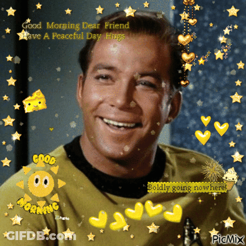 A Picture Of A Man With The Words Good Morning On It GIF