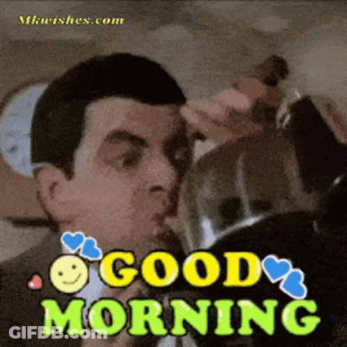 A Picture Of A Man With The Words Good Morning On It GIF