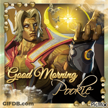 A Picture Of A Man With The Words " Good Morning Pookie " On It GIF