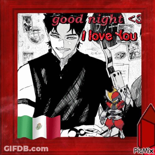 A Picture Of A Man With The Words " Good Night < 3 I Love You " On It GIF