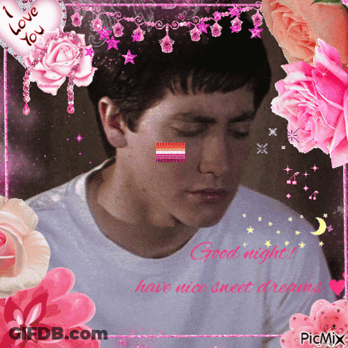 A Picture Of A Man With The Words Good Night Have Nice Sweet Dreams On The Bottom GIF