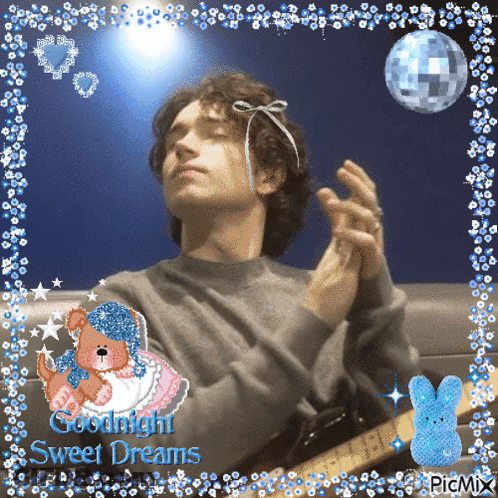 A Picture Of A Man With The Words Goodnight Sweet Dreams GIF