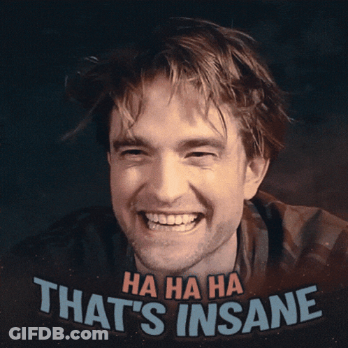 A Picture Of A Man With The Words " Ha Ha Ha That 'S Insane " Behind Him GIF