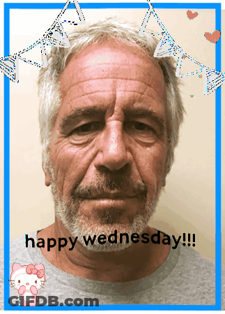 A Picture Of A Man With The Words Happy Wednesday On The Bottom GIF