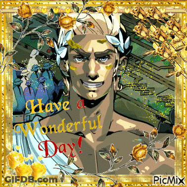 A Picture Of A Man With The Words Have A Wonderful Day Written On It GIF