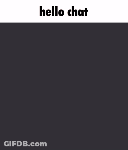 A Picture Of A Man With The Words Hello Chat Above Him GIF