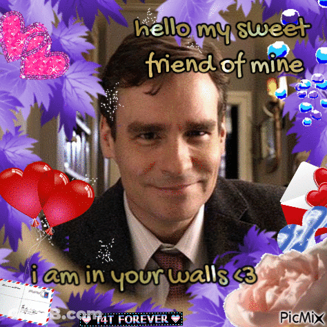 A Picture Of A Man With The Words Hello My Sweet Friend Of Mine Written On It GIF