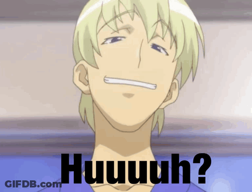 A Picture Of A Man With The Words Huuuh Written Below Him GIF