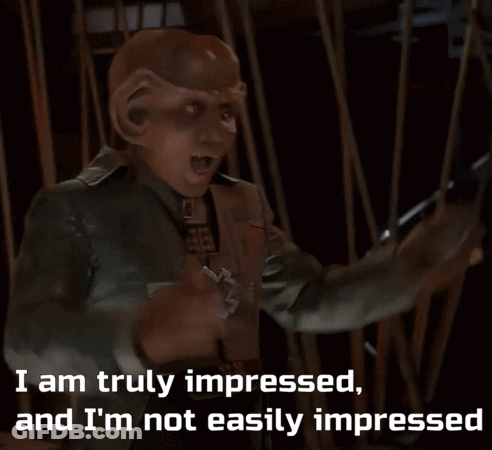 A Picture Of A Man With The Words I Am Truly Impressed And I 'M Not Easily Impressed GIF