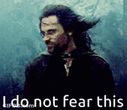 A Picture Of A Man With The Words " I Do Not Fear This " Behind Him GIF