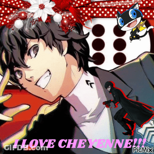 A Picture Of A Man With The Words " I Love Cheyenne " On The Bottom GIF