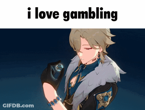 A Picture Of A Man With The Words I Love Gambling GIF