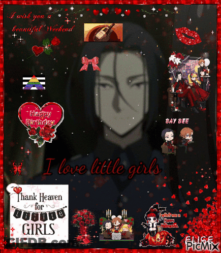 A Picture Of A Man With The Words I Love Little Girls On It GIF