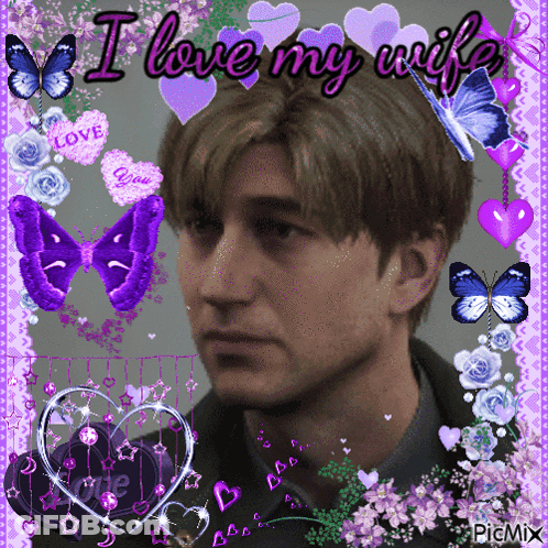 A Picture Of A Man With The Words I Love My Wife GIF