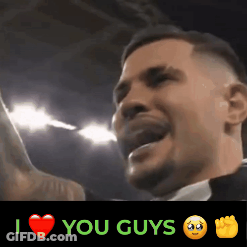 A Picture Of A Man With The Words " I Love You Guys " On The Bottom GIF