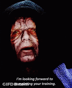 A Picture Of A Man With The Words " I 'M Looking Forward To Completing Your Training " Below Him GIF