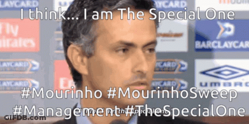 A Picture Of A Man With The Words I Think I Am The Special One Above Him GIF