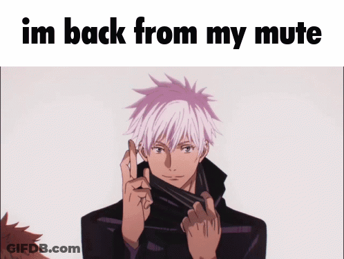 A Picture Of A Man With The Words Im Back From My Mute On The Bottom GIF
