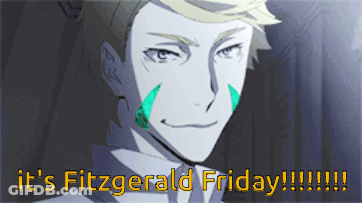 A Picture Of A Man With The Words " It 'S Fitzgerald Friday " GIF