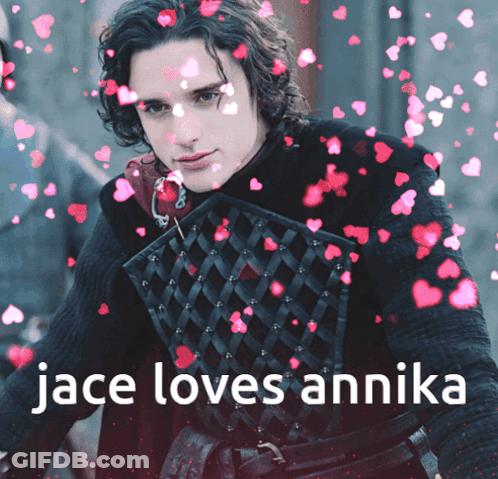 A Picture Of A Man With The Words Jace Loves Annika On The Bottom GIF