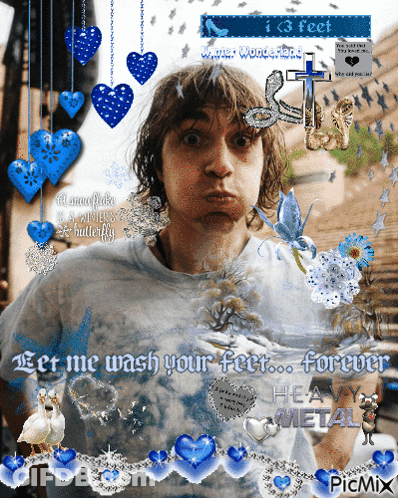 A Picture Of A Man With The Words Let Me Wash Your Feet Forever Heavy Metal GIF